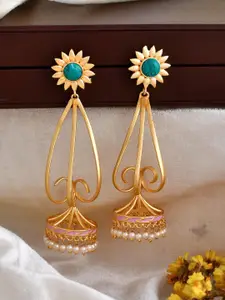 Silvermerc Designs Gold Plated Contemporary Jhumkas Earrings
