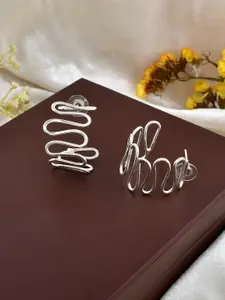 Silvermerc Designs Silver-Plated Contemporary Half Hoop Earrings