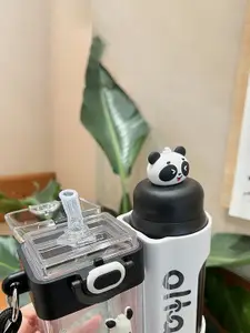 Little Surprise Box LLP Kids Black Panda Detachable Set Water Bottles 400 ml & 320 ml