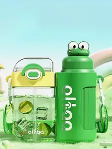 Little Surprise Box LLP Kids Green Stainless Steel Frog Detachable Set Water Bottle 400ml