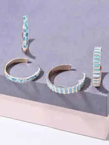 AMI Turquoise Set Of 2 Gold-Plated Contemporary Hoop Earrings
