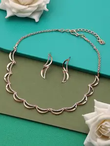 AMI Rose Gold-Plated CZ-Studded Necklace and Earrings