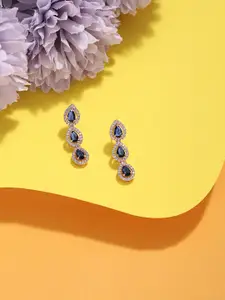 AMI Rose Gold-Plated Cubic Zirconia Teardrop Shaped Drop Earrings