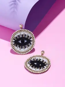 AMI Contemporary Beaded & Stones-Studded Studs Earrings