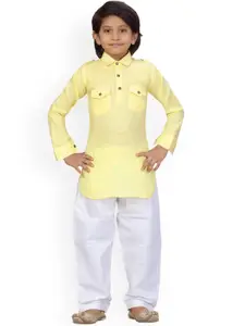 BAESD Boys Shirt Collar Pure Cotton Kurta with Pyjamas