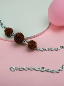 Taraash 925 Sterling Silver Rudraksha Bracelet Rakhi With Roli chawal & Greeting Card
