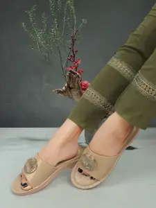 ELLE Embellished Open Toe Flats