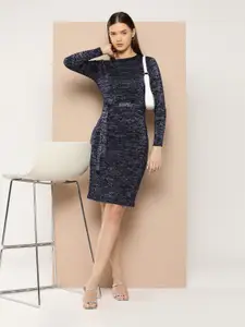 Chemistry Shimmery Acrylic Sweater Dress with Belt