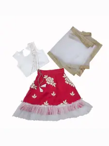BAESD Girls Embroidered Gotta Patti Lehenga With Blouse & Dupatta