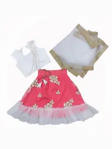 BAESD Girls Embroidered Thread Work Ready to Wear Lehenga & Blouse With Dupatta