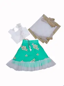 BAESD Girls Embroidered Thread Work Ready to Wear Lehenga & Blouse With Dupatta