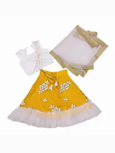 BAESD Girls Embroidered Thread Work Ready to Wear Lehenga & Blouse With Dupatta