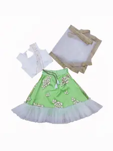 BAESD Girls Embroidered Thread Work Ready to Wear Lehenga & Blouse With Dupatta