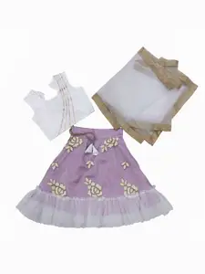BAESD Girls Embroidered Thread Work Ready to Wear Lehenga & Blouse With Dupatta