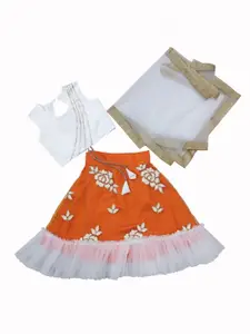 BAESD Girls Embroidered Thread Work Ready to Wear Lehenga & Blouse With Dupatta