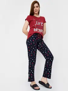 max Typography Printed Pure Cotton Night suit