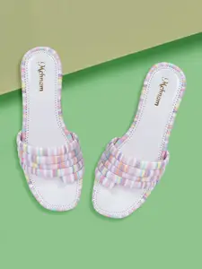 MEHNAM Candy Striped One Toe Flats