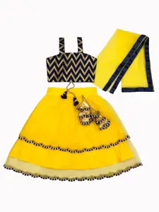 BAESD Girls Geometric Printed Lehenga With Blouse & Dupatta