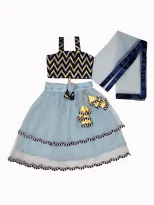 BAESD Girls Geometric Printed Lehenga With Blouse & Dupatta