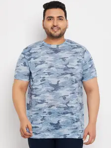 bigbanana Men Plus Size Camouflage Printed Round Neck Bio Finish Pure Cotton T-shirt