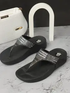 Carlton London sports Black Embellished Wedge Sandals
