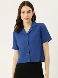 LABEL REGALIA Women Solid Opaque Linen Blend Casual Shirt