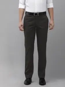 Park Avenue Men Checked Tapered Fit Low-Rise Formal Trousers