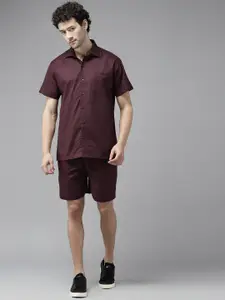 Shaftesbury London Men Solid Linen Shirt with Shorts