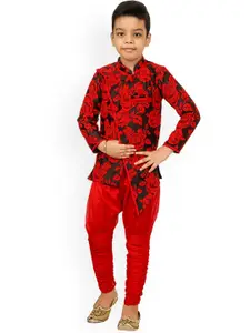 BAESD Boys Printed Straight Kurta With Churidar