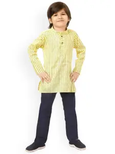BAESD Boys Striped Band Collar Cotton Kurta