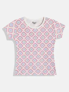 Eteenz Girls Geometric Printed Premium Cotton T-shirt