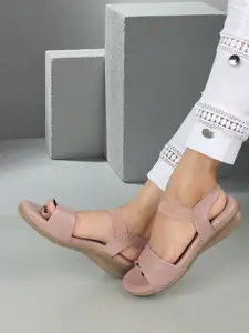 ELLE Textured Open Toe Flats