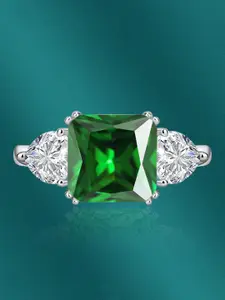 Designs & You Silver-Plated Cubic Zirconia-Studded Finger Ring