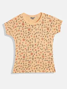 Eteenz Girls Typography & Geometric Printed Premium Cotton T-shirt