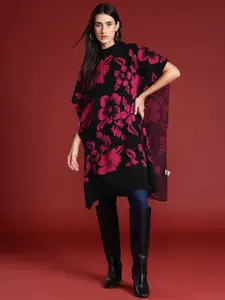 all about you Floral Longline Acrylic Poncho