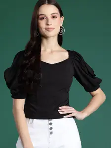 DressBerry Sweetheart Neck Puff Sleeves Top