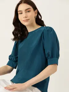 DressBerry Solid Puff Sleeves Top