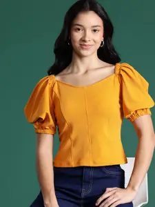 DressBerry Sweetheart Neck Puff Sleeve Top