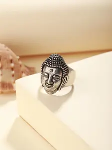Priyaasi Silver-Plated Beaming Buddha Ring
