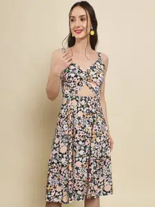 Trend Arrest Floral Print A-Line Midi Dress