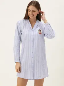 Slumber Jill Striped Pure Cotton Shirt Nightdress