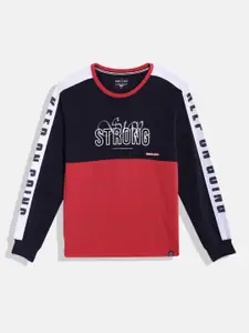 Monte Carlo Teen Boys Colourblocked Pure Cotton Sweatshirt with Printed Detail