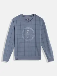 Monte Carlo Teen Boys Checked & Pure Cotton Sweatshirt with Printed Detail