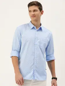 Parx Pure Cotton Slim Fit Geometric Printed Casual Shirt
