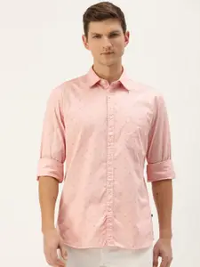 Parx Pure Cotton Slim Fit Geometric Printed Casual Shirt