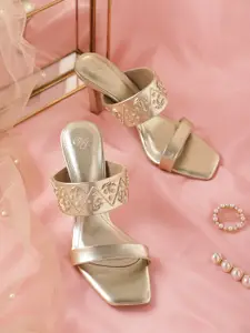 House of Pataudi Woven Design Handcrafted Ethnic Slim Heels