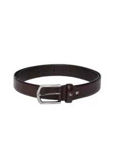 Louis Philippe Men Brown Solid Formal Leather Belt