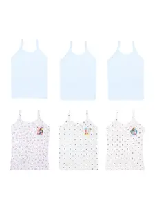 CAREPLUS Infant Girls Pack Of 6 Printed Non Padded Cotton Camisoles