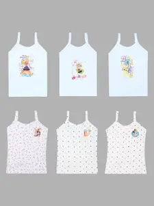 CAREPLUS Infant Girls Pack Of 6 Printed Non Padded Pure Cotton Camisoles