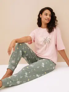 Marks & Spencer Women Printed Pure Cotton Lounge Pants